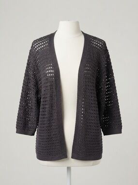 Roffe Accessories Black Open Knit Crochet Cardigan Sweater OS